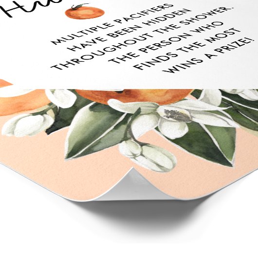 かわいこちゃん赤ちゃんシャワーおしゃぶり狩りゲームサイン ポスター (角)