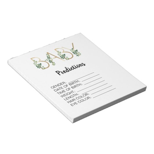 かわいこちゃん赤ちゃんシャワー予測ゲーム緑のフローラ ノートパッド (アングル)