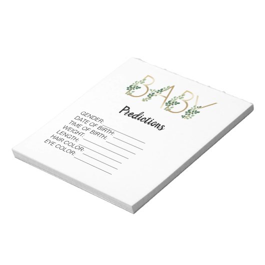 かわいこちゃん赤ちゃんシャワー予測ゲーム緑のフローラ ノートパッド (回転)