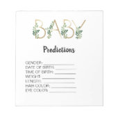 かわいこちゃん赤ちゃんシャワー予測ゲーム緑のフローラ ノートパッド (正面)