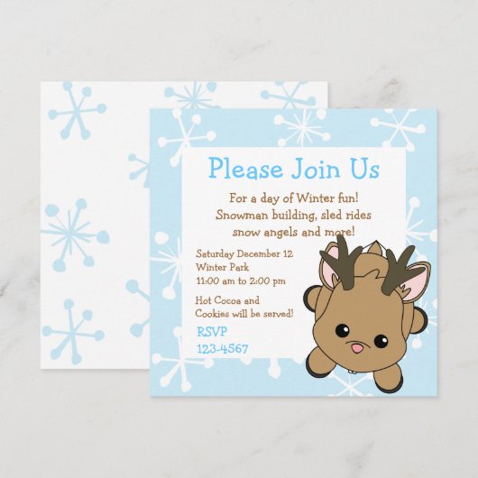 かわいこちゃん鹿 招待状 (正面/裏面)