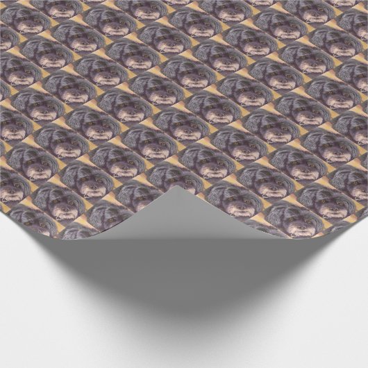 かわいこちゃん黒いCOCK-A-POOの組合せ ラッピングペーパー (角)