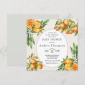 かわいこちゃん |オレンジ色のベビースシャワー 招待状 (正面/裏面)