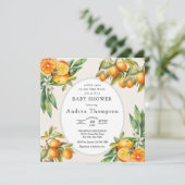 かわいこちゃん |オレンジ色のベビースシャワー 招待状 (スタンド正面)