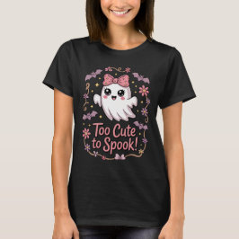 かわいすぎて怖くない! ピンクのリボンのかわいいおばけ ハロウィン Tシャツ