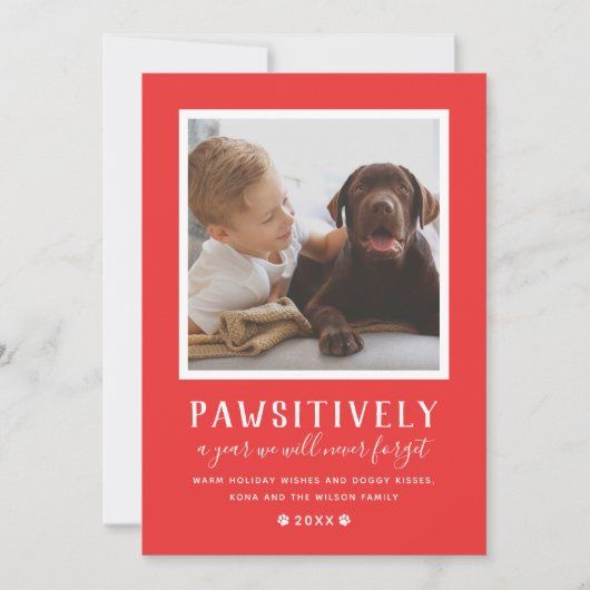 かわいそうに忘れられない一年赤い子犬の写真 シーズンカード (正面)