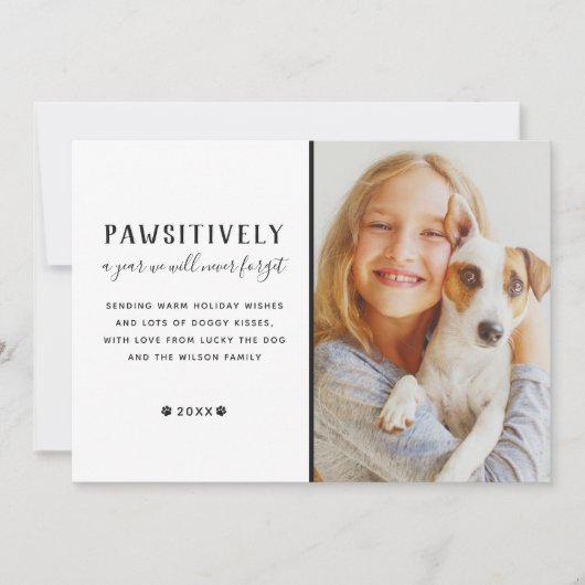 かわいそうに忘れられない1年の新しい子犬の写真 シーズンカード (正面)