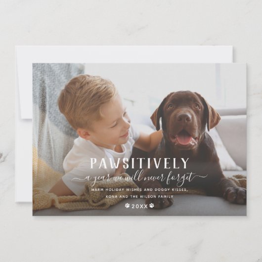 かわいそうに忘れられない1年の新しい子犬の写真 シーズンカード (正面)