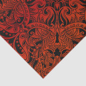 かわいらしいえんじ色および黒いペイズリー 薄葉紙 (詳細)