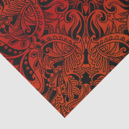 かわいらしいえんじ色および黒いペイズリー 薄葉紙 (詳細)