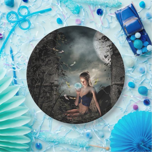 かわいらしいおとぎ話の満月のクリスタル・ボールのプレート ペーパープレート (パーティー)