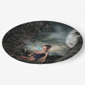 かわいらしいおとぎ話の満月のクリスタル・ボールのプレート ペーパープレート (アングル)