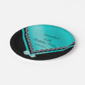 かわいらしいきらめくダイヤモンド及びティール(緑がかった色)の弓第55誕生日 ペーパープレート (アングル)