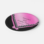 かわいらしいきらめくダイヤモンド及びピンクの弓第45誕生日 ペーパープレート (アングル)