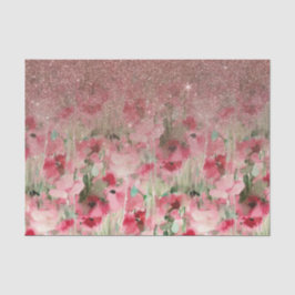 かわいらしいのどの水彩画の花柄のばら色の金ゴールドのグリッター 薄葉紙