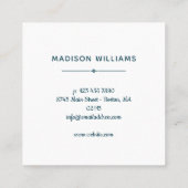 かわいらしいばら色の花束-ティール（緑がかった色）及びピンク-モノグラム スクエア名刺 (裏面)