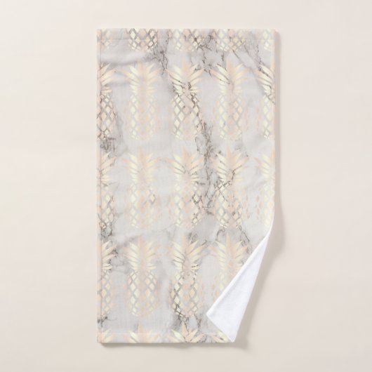 かわいらしいひよこの銅のばら色の金ゴールドのパイナップル大理石 バスタオルセット (ハンドタオル)