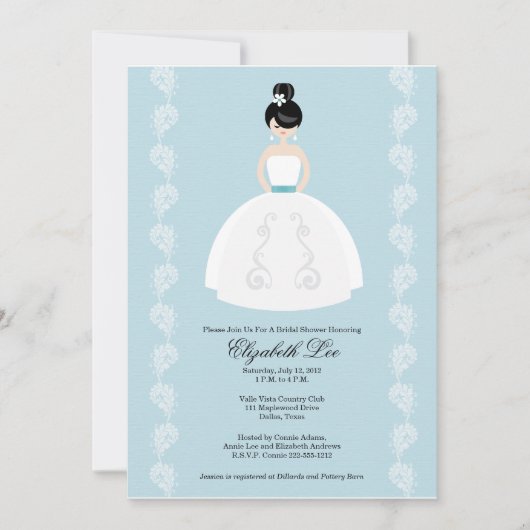 かわいらしいアジア花嫁のブライダルシャワー招待状 招待状 (正面)