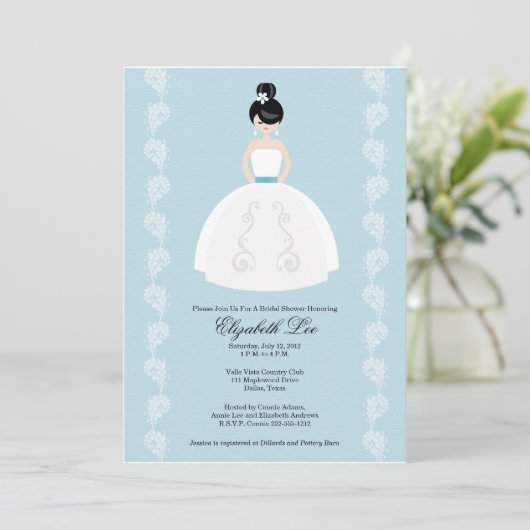 かわいらしいアジア花嫁のブライダルシャワー招待状 招待状 (スタンド正面)