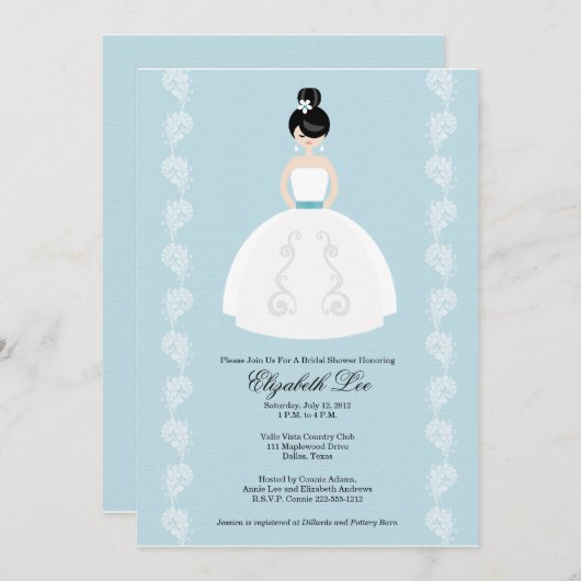 かわいらしいアジア花嫁のブライダルシャワー招待状 招待状 (正面/裏面)