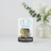 かわいらしいアフリカ系アメリカ人の女性のシェフのハーブ 名刺 (スタンド正面)