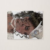 かわいらしいアフリカ系アメリカ人の女性 ジグソーパズル (横)