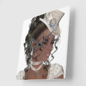 かわいらしいアフリカ系アメリカ人の女性 スクエア壁時計 (傾斜)