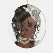 かわいらしいアフリカ系アメリカ人の女性 セラミックオーナメント (左)