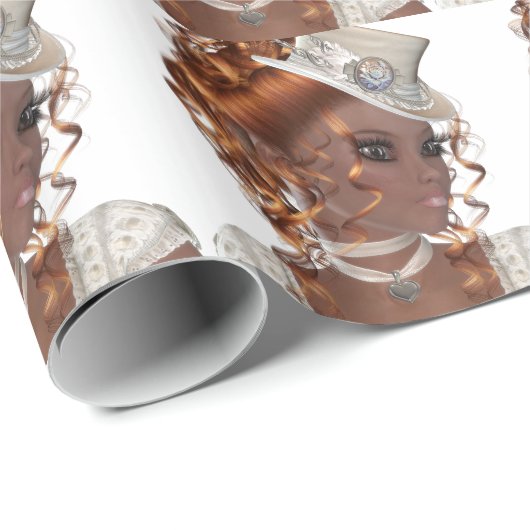 かわいらしいアフリカ系アメリカ人の女性 ラッピングペーパー (ロールコーナー)