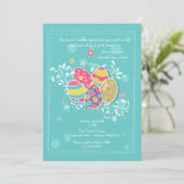 かわいらしいイースターエッグの招待状 招待状 (スタンド正面)