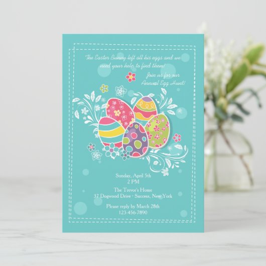 かわいらしいイースターエッグの招待状 招待状 (スタンド正面)