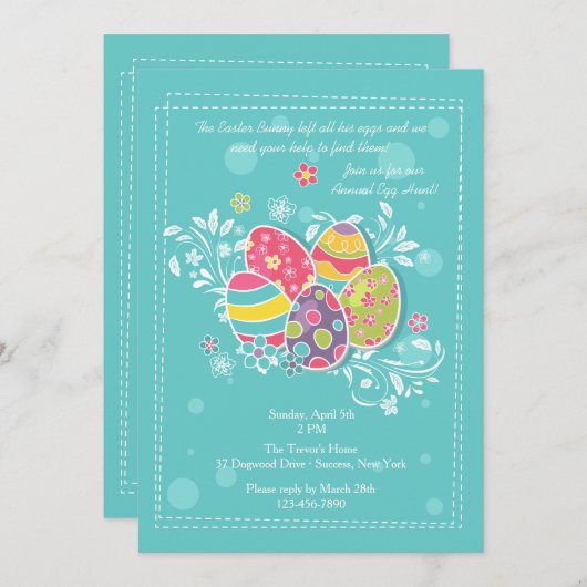 かわいらしいイースターエッグの招待状 招待状 (正面/裏面)