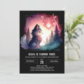 かわいらしいウォーターカラーウルフ誕生日 招待状 (スタンド正面)