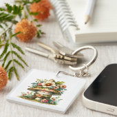 かわいらしいウォーターカラーガーデン格言 キーホルダー (正面右)