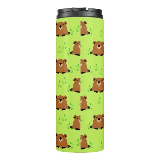 かわいらしいウッドランドのグラウンドホッグの模様 タンブラー (裏面)