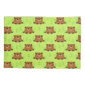 かわいらしいウッドランドのグラウンドホッグの模様 枕カバー (裏面)