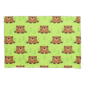 かわいらしいウッドランドのグラウンドホッグの模様 枕カバー (正面)