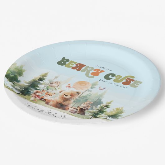 かわいらしいウッドランドの赤ちゃんシャワー ペーパープレート (アングル)