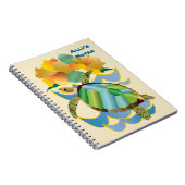 かわいらしいウミガメの熱帯黄色いハイビスカスの花 ノートブック (右側)