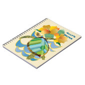 かわいらしいウミガメの熱帯黄色いハイビスカスの花 ノートブック (左側)