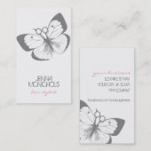 かわいらしいエレガントな美容師の蝶ピンクのシンプル 名刺 (正面/裏面)