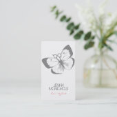 かわいらしいエレガントな美容師の蝶ピンクのシンプル 名刺 (スタンド正面)