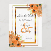 かわいらしいオレンジ花-日付を救って下さい 案内ポストカード (正面)