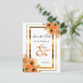 かわいらしいオレンジ花-日付を救って下さい 案内ポストカード (スタンド正面)