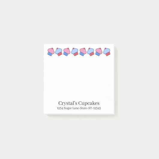 かわいらしいカップケパーソナライズされたーキ ポストイット (正面)