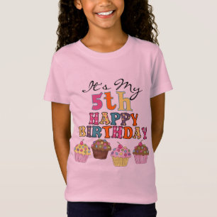 かわいらしいカップケーキの第5誕生日のTシャツおよびギフト Tシャツ