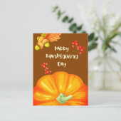 かわいらしいカボチャとパインホールの幸せな感謝祭 シーズンポストカード (スタンド正面)