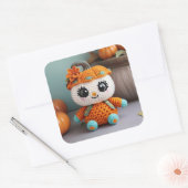 かわいらしいカボチャのクロシェ人形：アミグルミ・パステル スクエアシール (封筒)