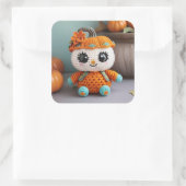 かわいらしいカボチャのクロシェ人形：アミグルミ・パステル スクエアシール (バッグ)