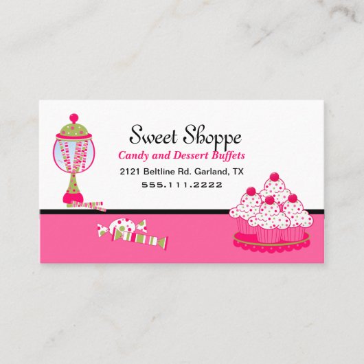 かわいらしいキャンデーおよび砂漠のケイタリングビジネスカード 名刺 (正面)